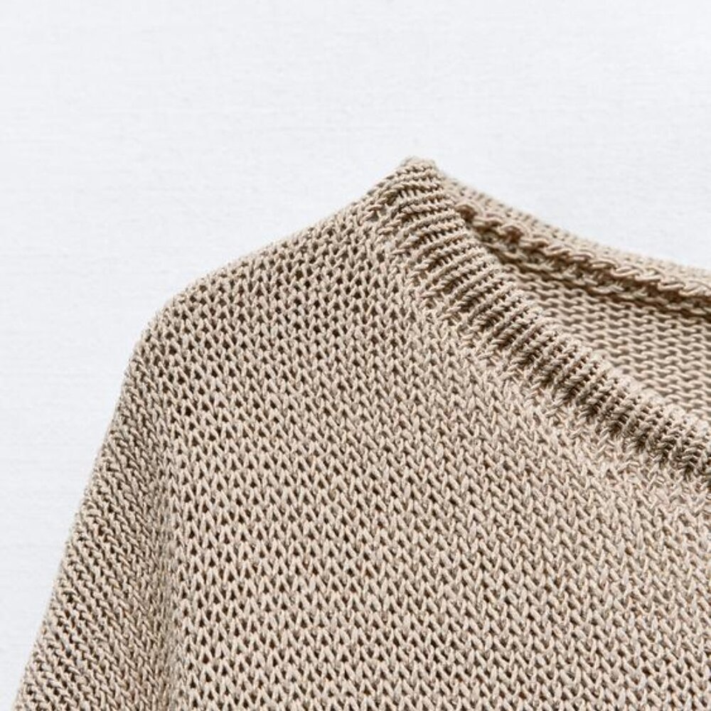NWT New Zara Basic Knit Sweater Beige Sand Color Size M/L - Picture 6 of 11